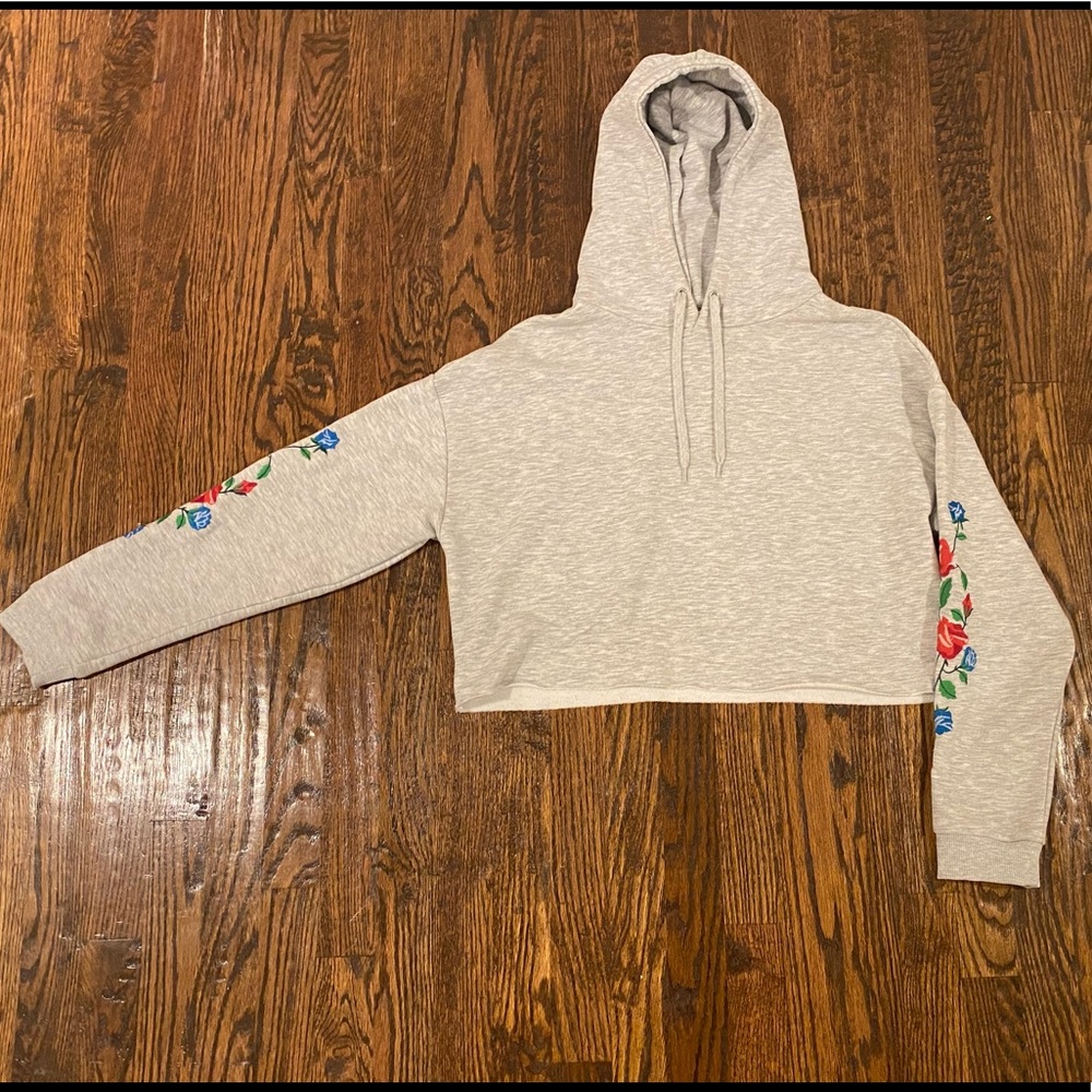 Gray cropped hoodie